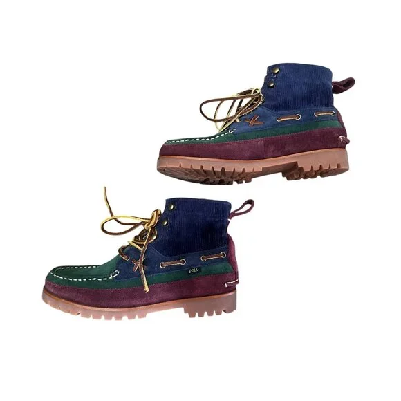 Sold Polo Country Ralph Lauren Suede Ranger Mid Boots Mens 7 Corduroy Lace Up - Picture 15 of 16